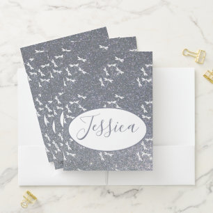 Glitter and dragonflies personalized  pocket folder