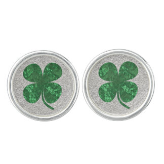 Glitter and Foil Look Shamrock Cuff Links
