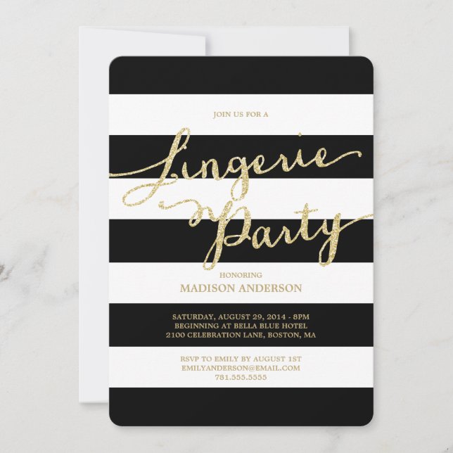 Glitter and Glam | Lingerie Party Invitation (Front)