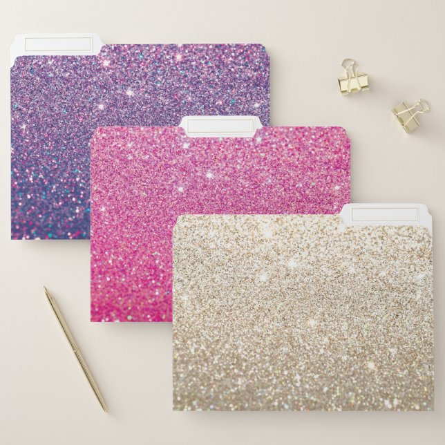Glitter and Glamour Gold, Pink, Purple File Folder (Set)