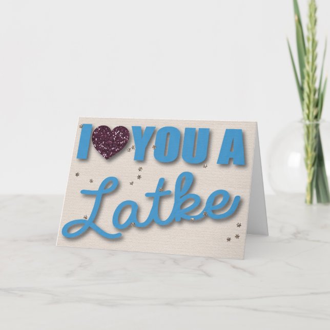 Glitter and Latkes Hanukkah Holiday Card (Front)