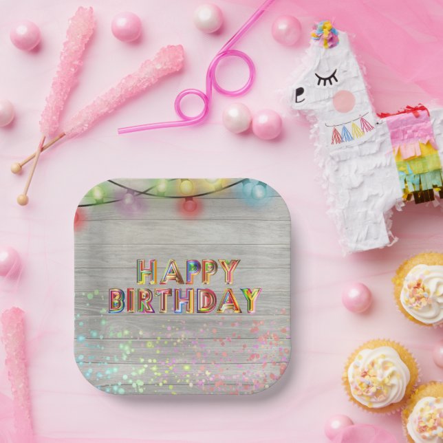 Glitter and Lights Happy Birthday    Paper Plates (Party)