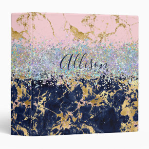 Glitter and marble personalized 3 ring binder