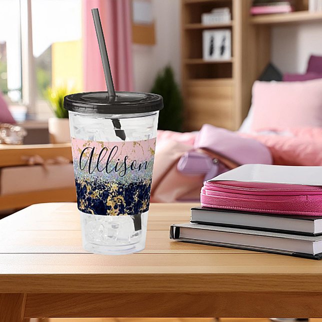 Glitter and marble personalized   acrylic tumbler (Creator Uploaded)