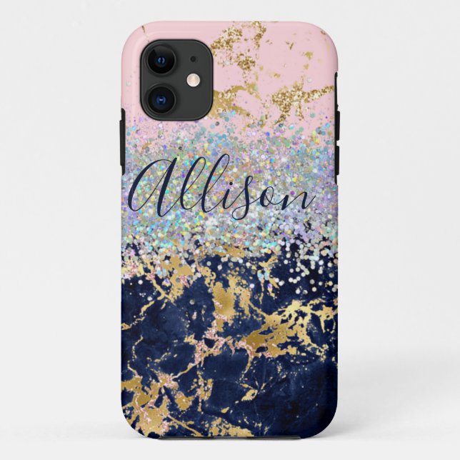 Glitter and marble personalized  Case-Mate iPhone case (Back)