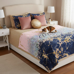 Glitter and marble personalized fleece blanket