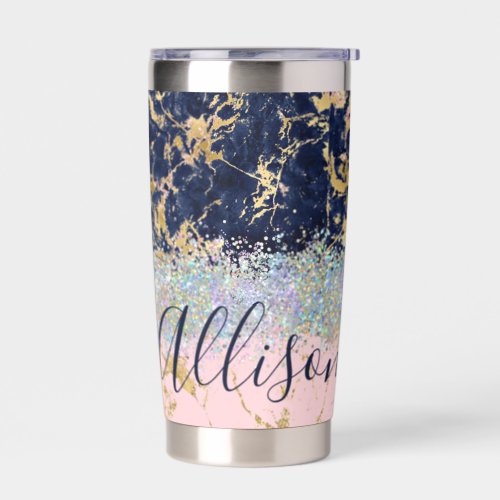 Glitter and marble personalized   insulated tumbler