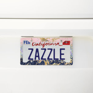 Glitter and marble personalized license plate frame