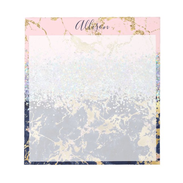 Glitter and marble personalized notepad (Front)