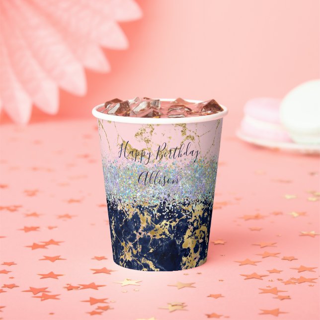Glitter and marble personalized  paper cups (Insitu)