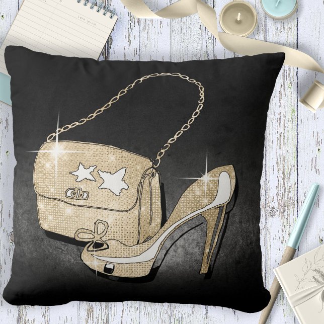 Glitter and Shine Accessories Black/Gold ID675 Throw Pillow (Creator Uploaded)