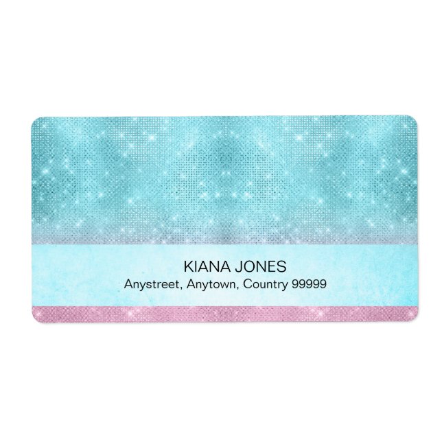 Glitter and Shine Gradient Teal/Pink ID673 Label (Front)