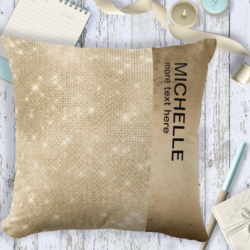 Glitter and Shine Name Gold ID673 Throw Pillow