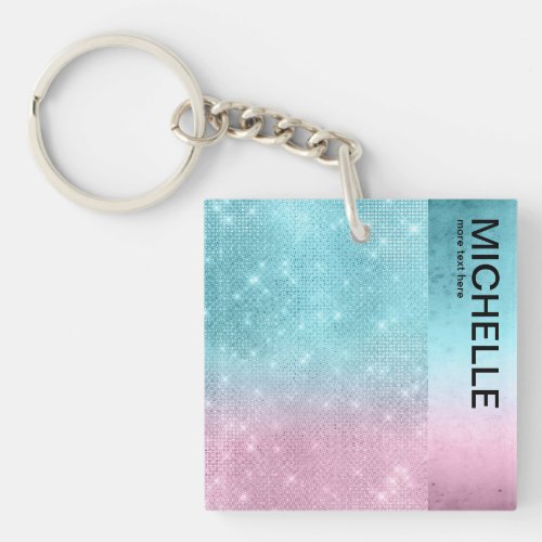 Glitter and Shine Name Gradient PinkTeal ID673 Keychain