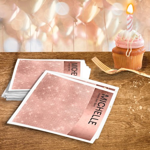 Glitter and Shine Name Rose Gold ID673 Napkins