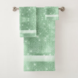 Glitter and Shine Pattern Green ID671 Bath Towel Set