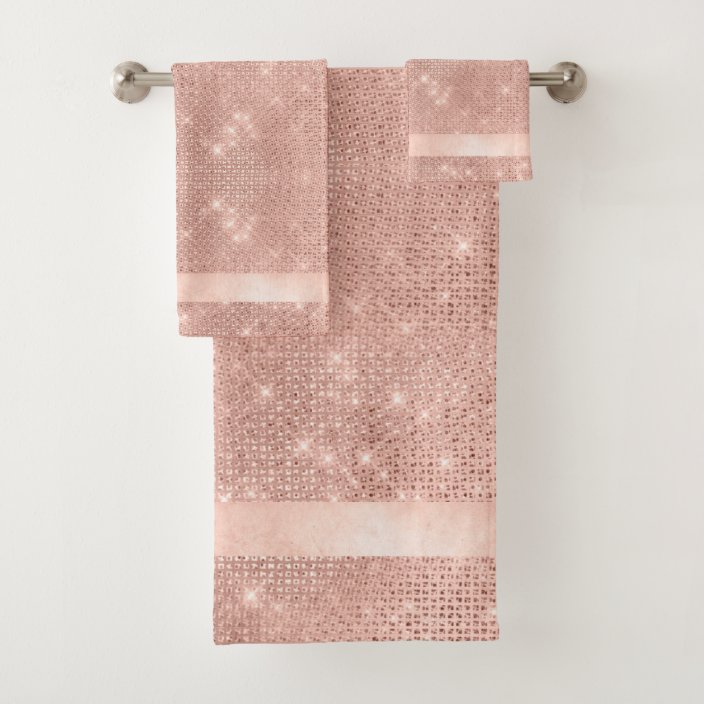 Glitter and Shine Pattern Rose Gold ID671 Bath Towel Set