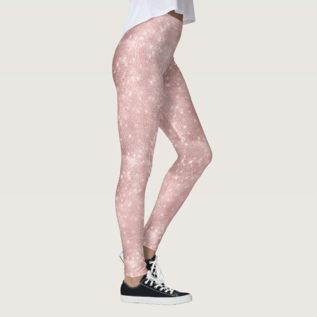 Glitter and Shine Pattern Rose Gold ID671 Leggings (Right)