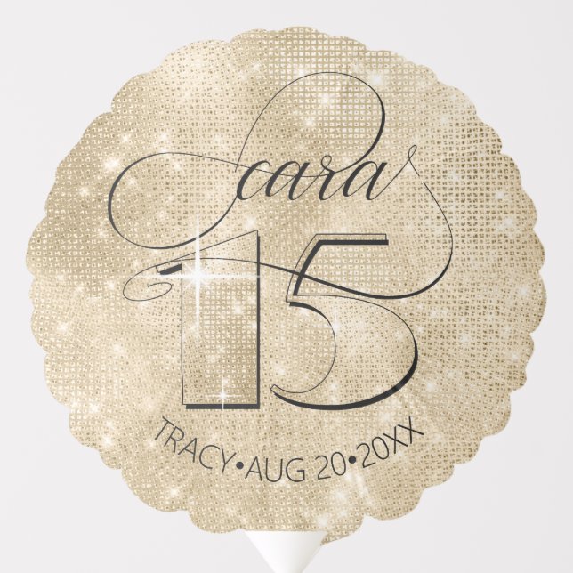 Glitter and Shine Quinceanera Gold ID701 Balloon (Front)