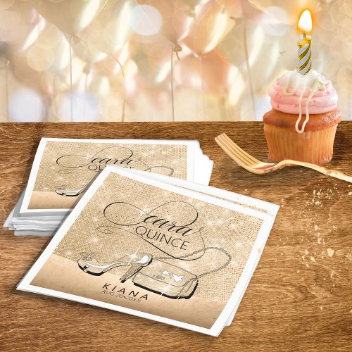 Glitter and Shine Quinceanera Gold ID701 Napkins