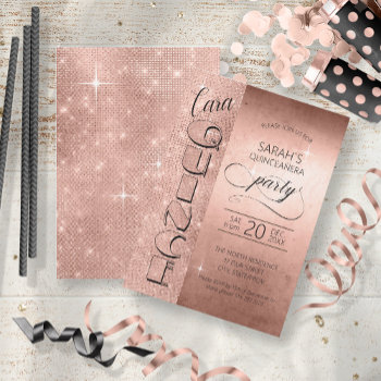 Glitter And Shine Quinceanera Rose Gold Id701 Invitation by arrayforcards at Zazzle