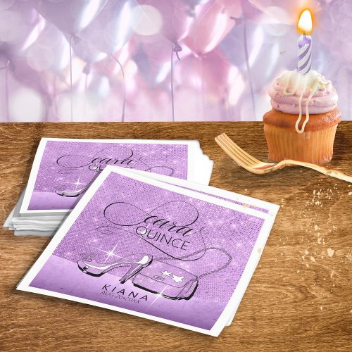 Glitter and Shine Quinceanera Violet ID701 Napkins