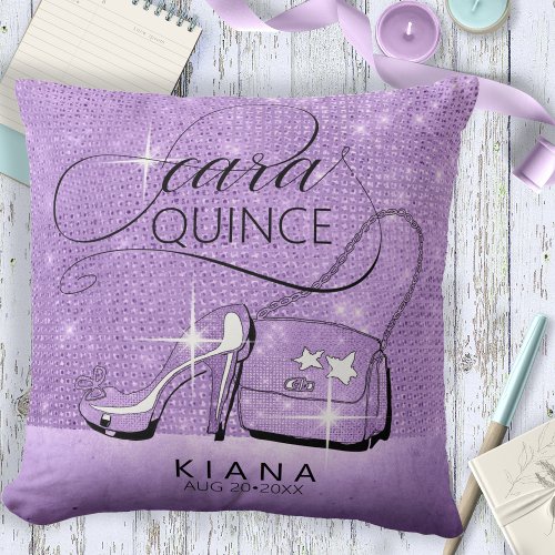 Glitter and Shine Quinceanera Violet ID701 Throw Pillow