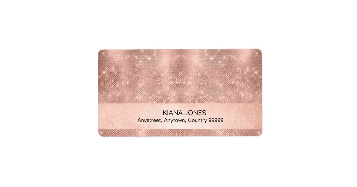 Glam Faux Rose Gold Glitter Return Address Labels, Zazzle