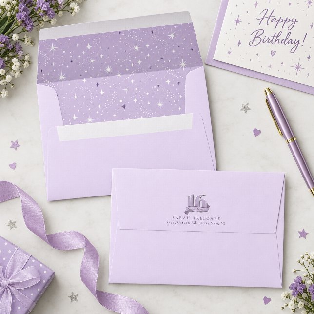 Glitter and Shine Star Pattern Lt Violet ID1333 Envelope (Creator Uploaded)