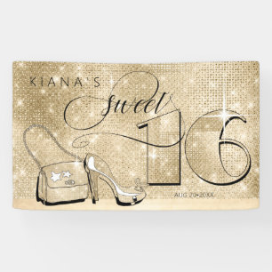 Glitter and Shine Sweet 16 Gold Hor ID675 Banner