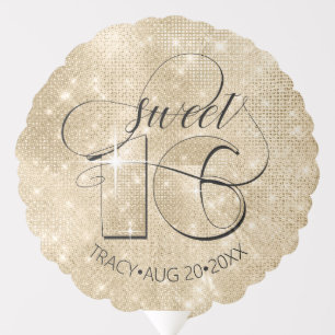 Glitter and Shine Sweet 16 Gold ID675 Balloon