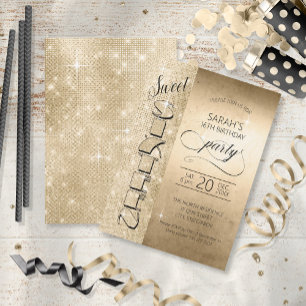 Glitter and Shine Sweet 16 Gold ID675 Invitation