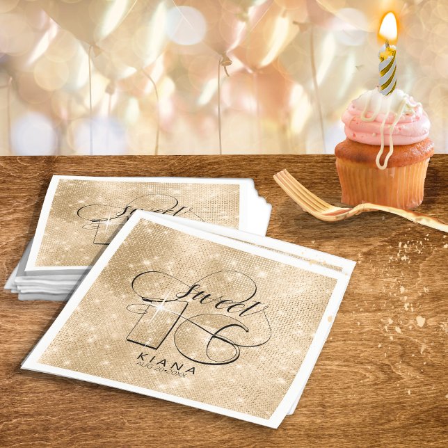 Glitter and Shine Sweet 16 Gold ID675 Napkins (Creator Uploaded)