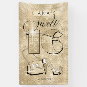 Glitter and Shine Sweet 16 Gold Vert ID675 Banner