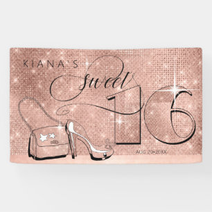 Glitter and Shine Sweet 16 Rose Gold Hor ID675 Banner