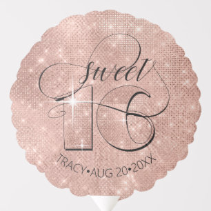 Glitter and Shine Sweet 16 Rose Gold ID675 Balloon