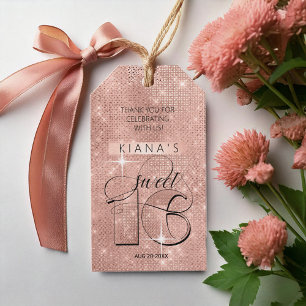 Glitter and Shine Sweet 16 Rose Gold ID675 Gift Tags
