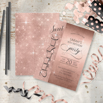 Glitter And Shine Sweet 16 Rose Gold Id675 Invitation by arrayforcards at Zazzle