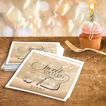 Glitter And Shine Sweet 16 V2 Gold Id675 Napkins by arrayforhome at Zazzle