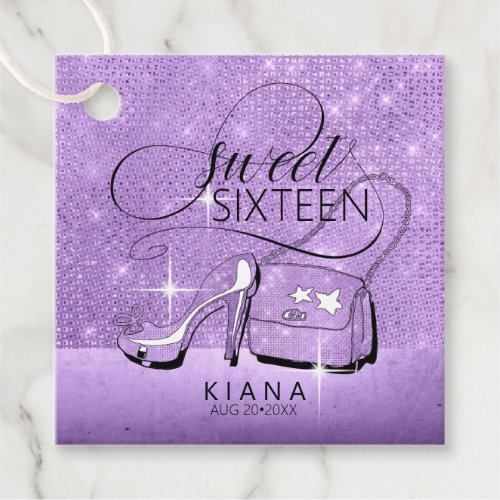 Glitter and Shine Sweet 16 V2 Violet ID675 Favor Tags