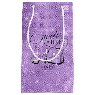Glitter and Shine Sweet 16 V2 Violet ID675 Small Gift Bag