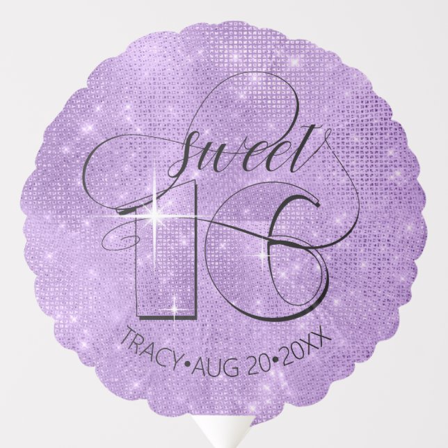 Glitter and Shine Sweet 16 Violet ID675 Balloon (Front)