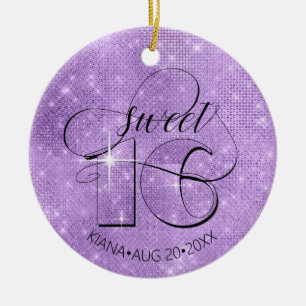 Glitter and Shine Sweet 16 Violet ID675 Ceramic Ornament