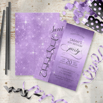 Glitter And Shine Sweet 16 Violet Id675 Invitation by arrayforcards at Zazzle