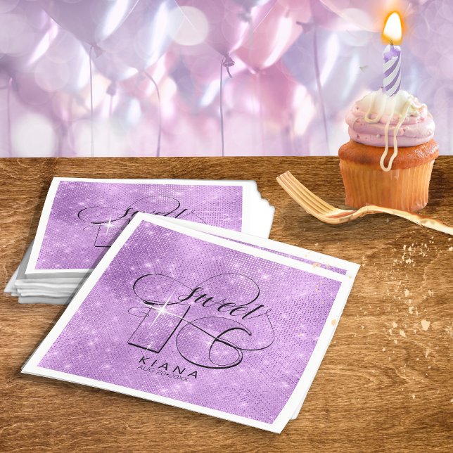 Glitter and Shine Sweet 16 Violet ID675 Napkins (Creator Uploaded)