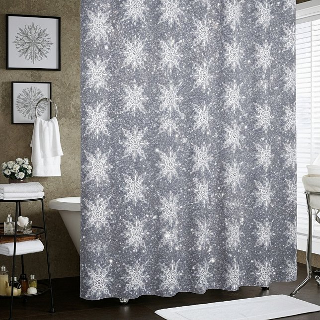 Glitter and snowflakes  shower curtain (Creator Uploaded)