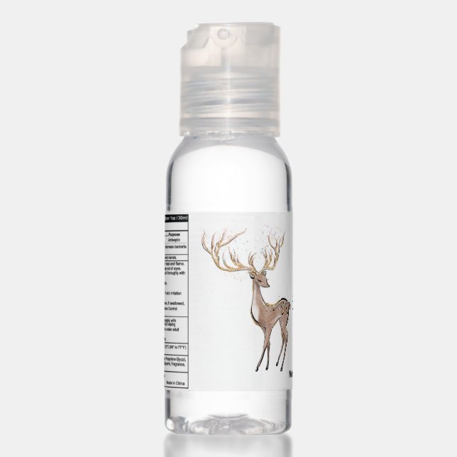 Glitter and Sparkle Happy Holidays Deer Hand Sanitizer (Front 3rd)