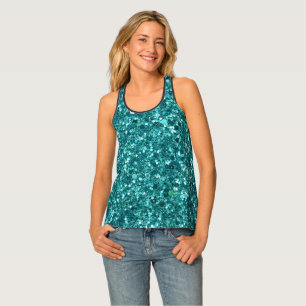 Glitter and Sparkle Turquoise Tank Top