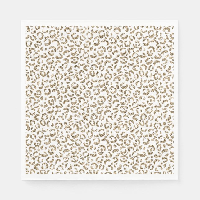 Glitter Antique Gold Leopard Print    Napkins (Front)