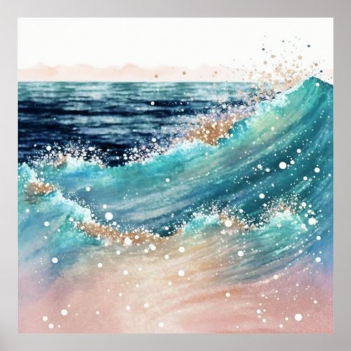  Glitter AP60 Coastal Ocean Sea Sand Beach Wave Poster